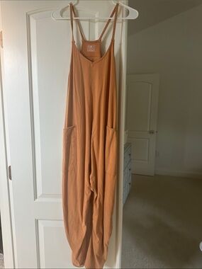 FP Movement by Free People Rust Orange Wide-Leg Jumper Romper